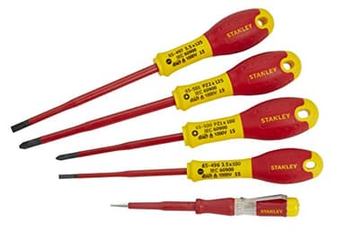 STANLEY Xtht0-62693 Set De 5 Tournevis Fabriqués En France - Pointe Haute Précision - Lame Isolée - Manche Bi Matière Pour Une Meilleure Prise En Main