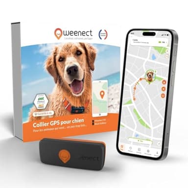Weenect Chien XS - Mini Traceur GPS pour Chien | Suivi en Temps réel | Etanche | Plus Petit modèle du marché | Fonctionne avec abonnement | Garantie à Vie