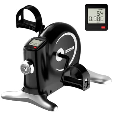 TODO Pedalier D'Appartement avec Résistance Réglable, Silencieux Mini Vélo D'Appartement, Trainer Pédalier Exercice à Pédales pour Personnes âgées, avec Écran LCD et Bande de Serrage