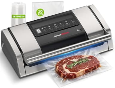 Bonsenkitchen Machine Sous Vide Alimentaire 15 L/min, Avec Clip Pour Sac et Coupe-sac Intégré, Pour La Cuisson Sous Vide et La Préparation des Aliments, Fermeture Rapide Haute Performance-VS5100
