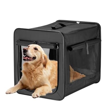 Wiltec Caisse de Transport Pliable pour Animaux domestiques - Taille XXL / 106 x 71 x 81 cm - capacité Max. 35 kg - Couleur Noire - avec Coussin - pour Voyage avec Chiens Chats Animaux domestiques