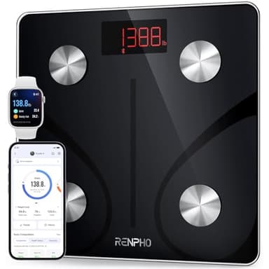 RENPHO Balance Pese Personne 220kg, Balance Connectée Bluetooth Pèse Personne Impédancemètre, Balance Impedancemetre avec 13 Données Corporelles, 30x30cm, Elis 1