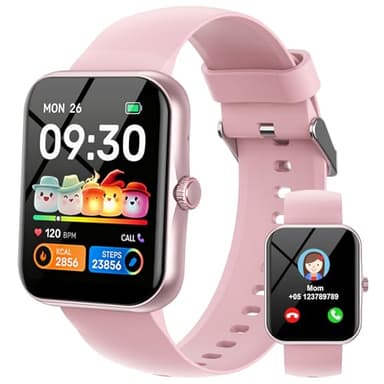 Fitness Tracker Montre Connectée Enfant, 1,83" HD Montre Intelligente pour Garçon Fille IP68 Étanche avec 120+ Mode de Sport Cardiofrequencemètre Podomètre Réveil Jeux pour Ados 4-16 Ans Cadeau, Rose