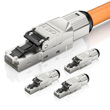 Ltemziiy Lot de 4 fiches réseau CAT 7 RJ45 10 Gbit/s sans outil pour câbles LAN rigides et câbles de pose Ethernet