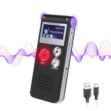 Dictaphone Numérique 64Go à Activation Vocale - Enregistreur Audio HD 1536kbps, Portable MP3 pour Réunions/Interviews/Cours, Rechargeable et Protégé par Mot de Passe