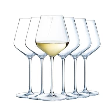 Cristal d'Arques Paris - Collection Ultime - 6 Verres à pied 38 cl en Cristallin - Brillance et Haute Résistance - Fabriqués en France - Emballage renforcé, adapté à la vente en ligne