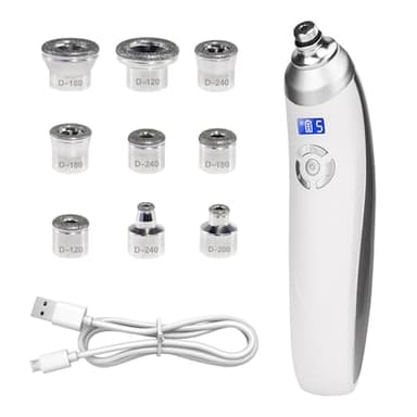 Machine de Microdermabrasion, Aspirateur Point Noirs vec 9 têtes en Diamant Dispositif de Microdermabrasion Portable pour le Peeling Facial et un Nettoyage Approfondi