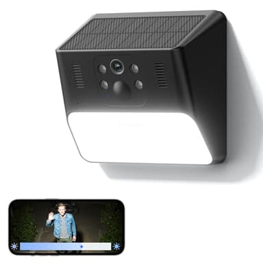Cinnado Camera Surveillance WiFi Exterieure sans Fil - 2K Camera Exterieur Batterie Panneau Solaire Intégré Étanche, PIR Détection Mouvement, Sirène et Vision Nocturne Couleur, Compatible avec Alexa