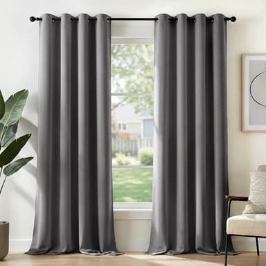 Deconovo Rideau Occultant Thermiques Anti Froid, Double Rideau Isolant Anti-Bruit, Économie d'Énergie, Idéal pour Chambre et Salon, 140X245 CM (Largeur X Hauteur), Gris Clair, 2 Pièces