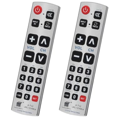 Lot de 2 télécommandes universelles à gros boutons pour personnes âgées et personnes âgées extra large, contrôle simple et facile de base et téléviseurs LG, Samsung, Sony, JVC, Toshiba, Sharp