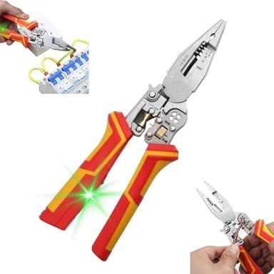 Pince à Dénuder Multifonction 9 en 1, Pince à Dénuder Avec Fonction de Mesure de L'électricité, Strippeuse de Fil Professionnelle, Pour Dénuder, Sertir, Couper, Tirer, Enrouler, Fendre