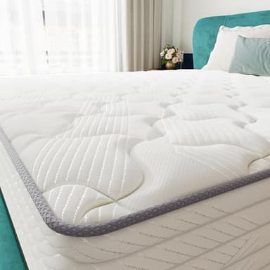 TXO Matelas 140x200 cm, Matelas à Ressorts Ensachés Antistatique, Hauteur 25 cm, Matelas Hybride avec Conception à 7 Zones pour Le Soutien du Dos, Niveau de Ferme H3, Certifié Oeko-Tex