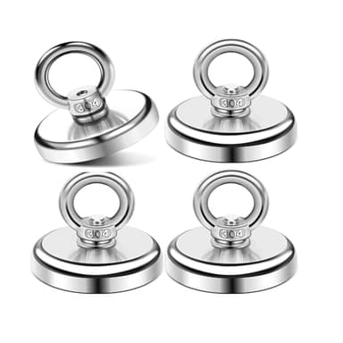 Aimant néodyme 65 kg - 4 pièces puissantes 42 mm avec boulon à œil - Convient pour l'extérieur et la famille
