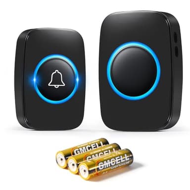 Blendura Sonnette sans Fil Exterieur Etanche 300 Mètres, IP44 Étanche Carillon Electronique, Kit de Carillon avec Récepteurs Enfichables, 60 Mélodies au 5 Niveaux Volumes pour Maison au Bureau, Noir