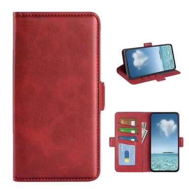 COQUE Etui pour Xiaomi Redmi Note 15 Pro 5G,Boucle latérale à Aspiration latérale en Cuir de Vachette avec Fente pour Carte, étui en Cuir pour Xiaomi Redmi Note 15 Pro 5G-Rosso