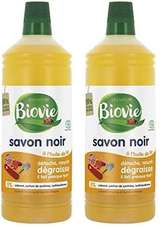 Biovie - Savon noir liquide, à l'huile de lin 1l (Lot de 2)