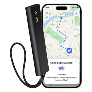 Invoxia Tracker GPS Pro - Localisation en Temps Réel - 1 an d'abonnement Inclus - pour Voitures, Motos, Enfants - Alertes de Mouvement et d’Inclinaison - Réseau 4G LTE-M - Jusqu’à 3 Mois d’autonomie