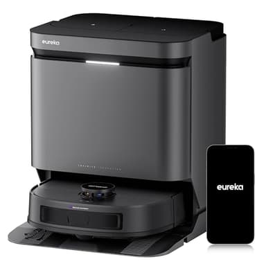 Eureka J15 Evo Ultra Robot Aspirateur Laveur avec Station, Aspiration 22000 Pa Extention de Serpillière Anti-Emmêlement Brosse Principale et Brosse Latérale DragonClaw, Autonettoyage de Serpillière