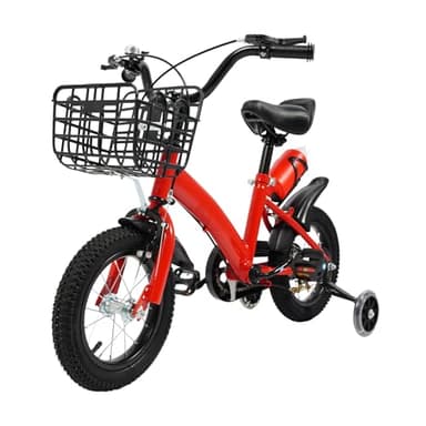 YUYUZI Vélo pour enfant de 12 pouces avec roues stabilisatrices, premier vélo à partir de 2 ans à 5 ans, sûr et réglable, idéal pour apprendre à faire du vélo et comme cadeau, rouge