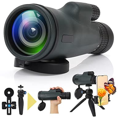 Telescope Monoculaire 10-30X50 HD, Czemo Telescope Monoculaire Puissant Étanche Zoom BAK4 Prisme et Revêtement Vert FMC avec Trepied pour Smartphone pour l'Observation des Oiseaux Concerts Chasse