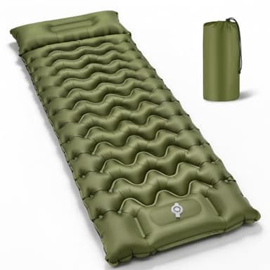 PHYSEN Matelas gonflable avec pompe à pied - Matelas auto-gonflé - 196 x 70 x 10 cm - Pour camping, plage et extérieur - Gonflage rapide, étanche et compact