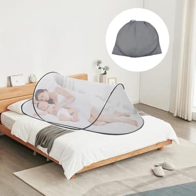 Moustiquaire De Voyage Pop Up 200 x 80 x 56 cm, Tente Portable De Voyage Pliable, Moustiquaire Voyage avec Fond en Filet, pour Lit Simple, Camping, pour Eviter Efficacement Les Moustiques