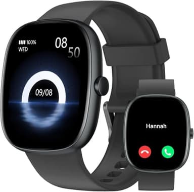 HUAKUA Montre Connectée Homme Femme Smartwatch Appel Bluetooth Notification pour Samsung Xiaomi iPhone Android iOS Montre Sport Podometre Cardiofréquencemètre Oxymetre Multisport Etanche IP68 Noir