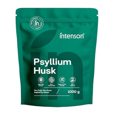 Intenson Tégument de Psyllium, 1000 g, Riche en Fibres, 100 % Naturel, Végan et Compatible Keto, Sans Gluten, Sans Additifs, Sans OGM