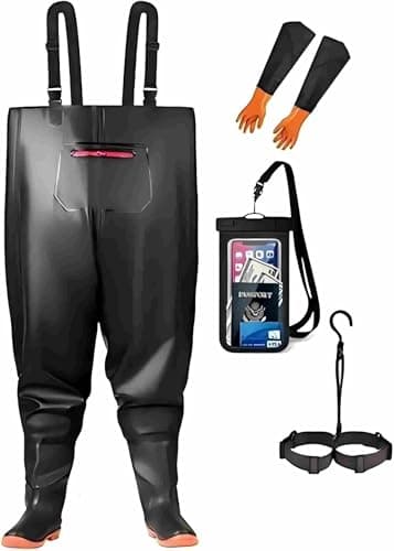 HoldOneLight Waders surdimensionnés pour homme, en PVC, imperméables, pour la chasse, avec ceinture de pied de bottes, respirant, léger, Swarchz, 3XL grande taille