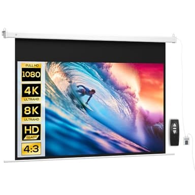 HOMCOM 84 pouces 4K HD Format 16:9, écran projecteur motorisé électrique avec télécommande, pour la maison, le cinéma, le bureau, la maison, l'extérieur, 212x8x150 cm, blanc.