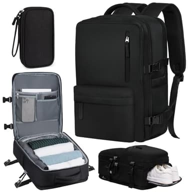 flintronic Bagage Cabine, Sac à Dos Voyage Cabine Avion, 43x30x20 pour Easyjet, 35L Imperméable Sac à Dos Antivol, Bagage à Main avec Compartiment pour Ordinateur et Chaussures, USB Charging Port