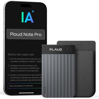 Plaud Note Pro Enregistreur Vocal IA Dictaphone Numérique avec Transcription et Résumé IA Saisie multimodale Jusqu’à 50 Heures d’Enregistrement Conçu pour Conférences Réunions et Appels Étui Inclus
