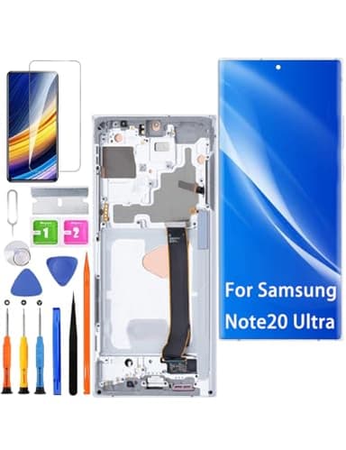 HLYGZX Écran pour Samsung Galaxy Note 20 Ultra 4G/5G LCD Écran de remplacement TFT, N985F Écran Display Assembly Kit de réparation (Blanc avec cadre, Sans empreinte digitale, Écran non incurvé)
