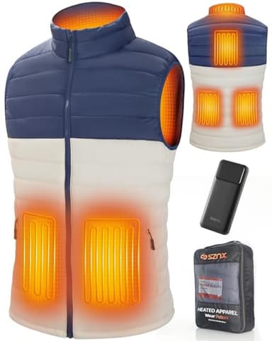 SZNX Gilet Chauffant Homme avec Batterie Incluse – Veste Chauffante Sans Manche Chauffage Rapide & Confort Thermique Hiver pour Travail Extérieur, Moto, Ski, Randonnée – USB Rechargeable, XL