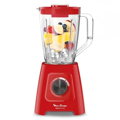 Moulinex Blender Blendforce, 600 W, 2 vitesses + fonction Pulse, Capacité totale de 2 L, Système Smart Lock, Nettoyage facile, Refroidissement par air, 3 minutes de mixage en continu LM420510