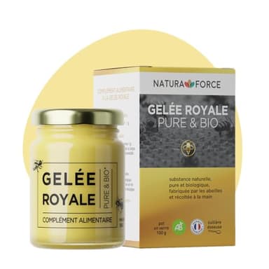 NATURA FORCE - 100g de Gelée Royale Bio - Gelée Royale 100% Pure - Complément Alimentaire Naturel & Bio - Énergie, Immunité et Vitalité - Riche en Vitamine B - Le pot - Lot de 1