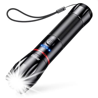Blukar Lampe Torche LED Rechargeable, 2000LM Lampe de Poche LED Ultra Puissante en Aluminium, IPX6 Étanche, 5 Modes d'éclairage & Zoomable, Longue Durée pour Camping/Randonnée/Urgence