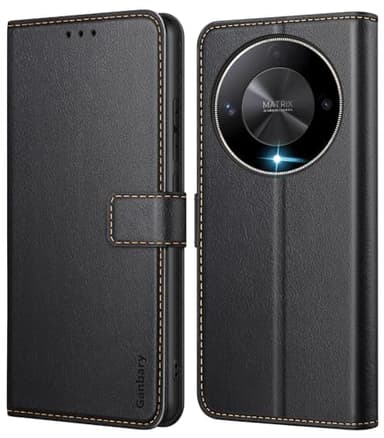 Ganbary Coque pour Honor Magic 6 Lite 5G, [Housse en Cuir PU Premium] [Etui à Rabat] [Pochette de Portefeuille], Étui de Protection pour Honor Magic 6 Lite 5G - Noir