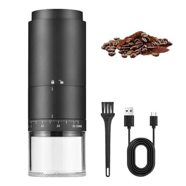 Moulin à Café Portable, Moulin à Café électrique Avec 38 Niveaux de Mouture Réglables, Affichage Numérique de La Puissance, Rechargeable, Moulin à Expresso électrique pour Grains Et épices