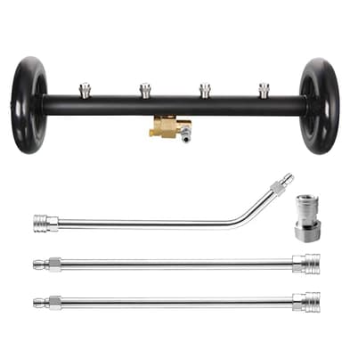 Tool Daily Nettoyeur Sous Voiture 40 cm, Nettoyeur Dessous Voiture à Double Fonction pour Nettoyeur Haute Pression et Tuyau d'Arrosage, Brosse d'Eau de Lavage avec 3 Rallonges de Lance, 280 Bar