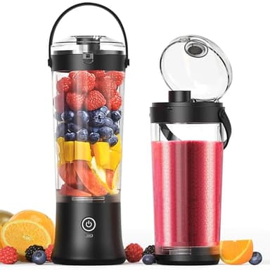 TOPESCT Mixeur portable pour shakes et smoothies,mini mixeur personnel 500 ml,rechargeable par USB avec 6 lames ultra-tranchantes pour les voyages,le bureau et le sport (noir)
