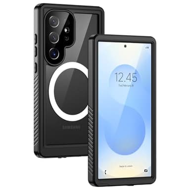 Lanhiem Coque pour Samsung S25 Ultra [Compatible avec MagSafe] IP68 Étanche & Antichoc 360 Protection Integrale Double Renforcé Waterproof Antipoussière Incassable Etui pour Galaxy S25 Ultra Noir