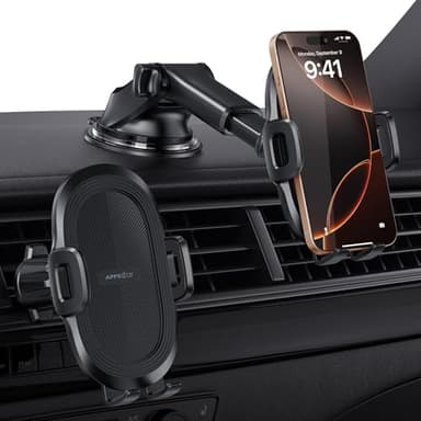 APPS2Car Support de téléphone portable pour voiture, Ventouse 360° pour pare-brise & tableau de bord, Support universel pour téléphone portable avec support de ventilation pour voiture, Support pour