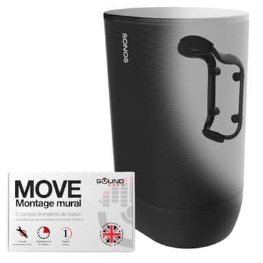 Sound bass Move Support Mural pour Enceinte, résistant aux intempéries, Compatible avec Sonos Move Version 1 et 2, avec Accessoires de Montage Inclus, Noir