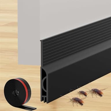Bas de Porte Isolant, Auto-Adhésif Boudin de Porte, Silicone Dessous de Porte Anti Froid Isolation Thermique, pour Porte D'entrée (Noir, 1M)