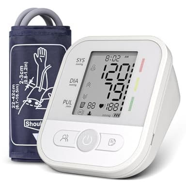 NWOUIIAY Tensiometre Bras Professionnel avec Écran LCD Fonctions de Rappel d'Arythmie et Mémoire 2 Utilisateur Moniteur de Tension Artérielle à Brassard 22-42 cm pour Adultes Âgées et Familles