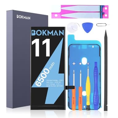 bokman Batterie pour iPhone 11 6500mAh Haute Capacité Batterie avec Outils de réparation