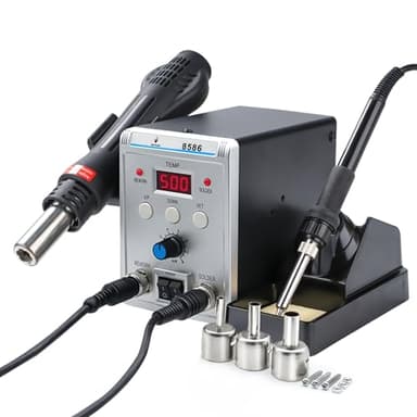 Victool Station de soudage 2 en 1, kit de fer à souder à air chaud avec 3 buses d'air, température réglable de 200 à 480 °C, écran numérique, professionnel pour réparation électronique