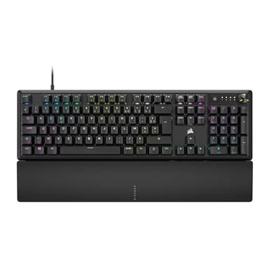 CORSAIR K70 CORE RGB Clavier de Jeu Mécanique Filaire avec Repose-Poignets – Interrupteurs Linéaires Lubrifiés MLX Red, SOCD, Amortissement du Son, Cadran de Contrôle Des Médias, AZERTY FR – Noir