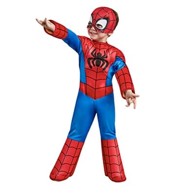 RUBIE'S Marvel Officiel - Déguisement Luxe SPIDEY Enfant - Taille 3-4 ans - Costume Spidey et ses amis extraordinaires avec Combinaison + Couvre Bottes Rembourrés + Masque en Mousse